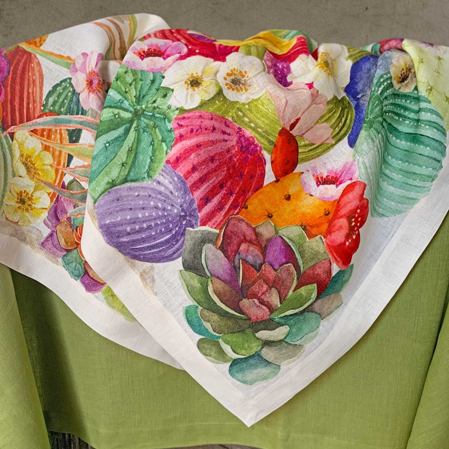 Linen Tablecloth Kactus - La-Bottega-di-Casa
