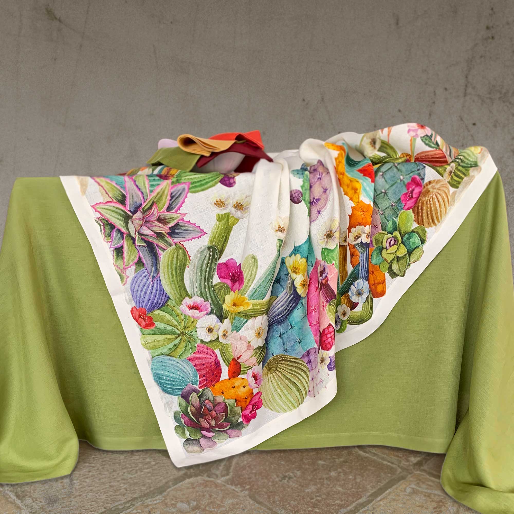Linen Tablecloth Kactus - La Bottega di Casa