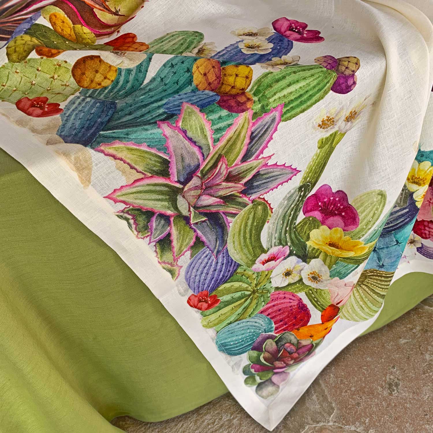 Linen Tablecloth Kactus - La Bottega di Casa