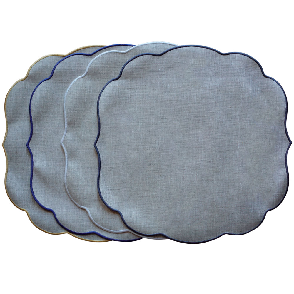 Linen placemat with acrylic coating Cordonetto - Round