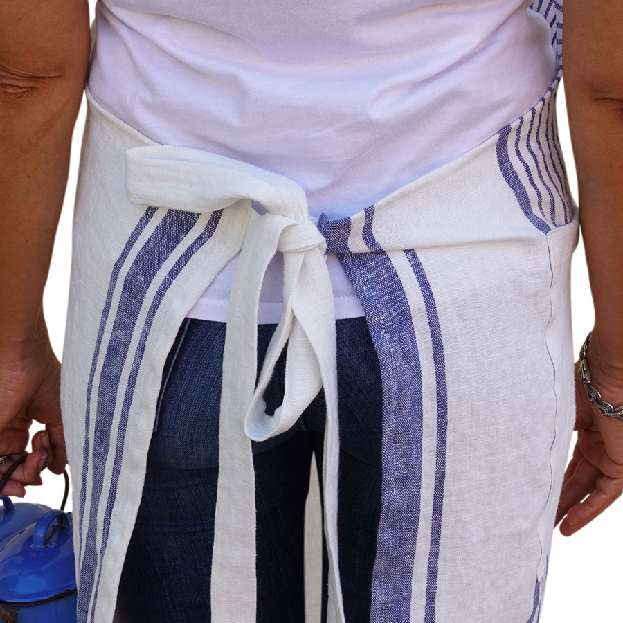 Apron with stripes - Washed linen