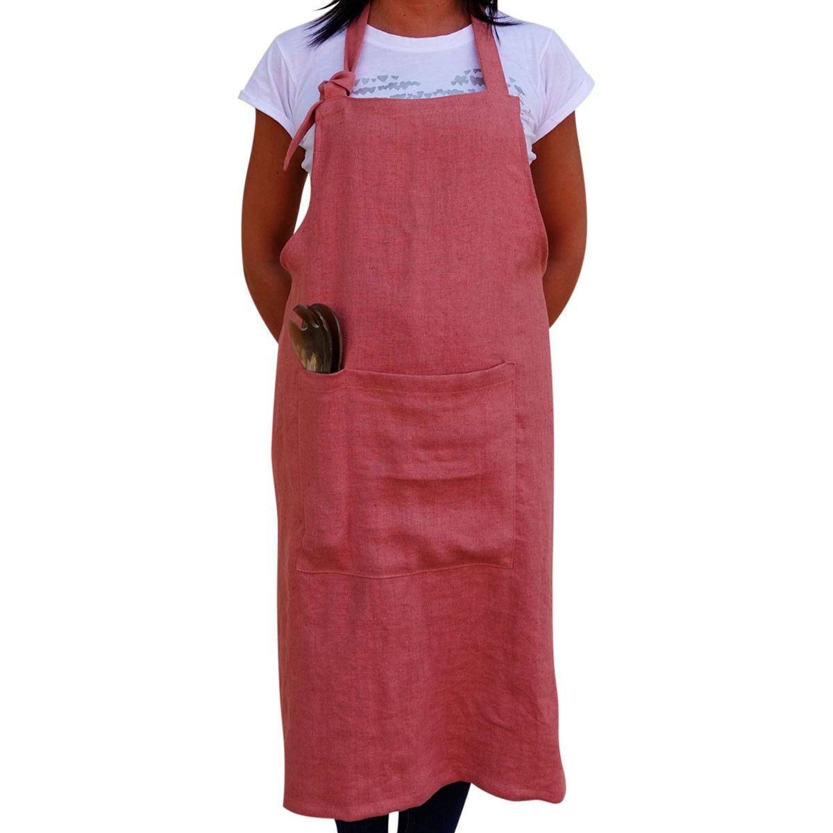Apron Washed linen - Red