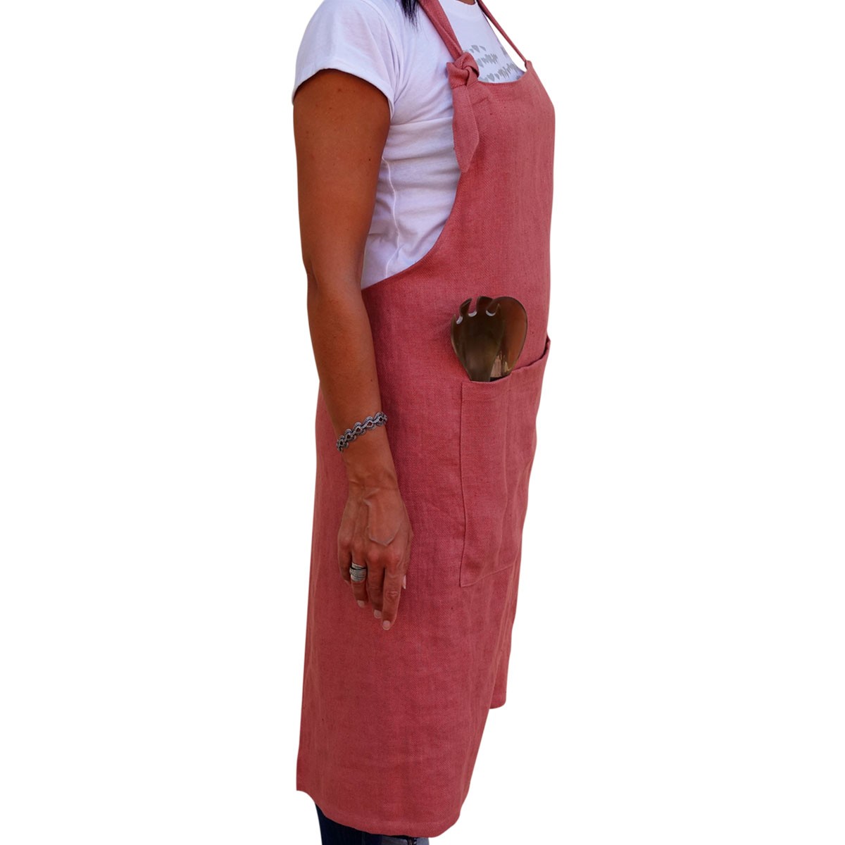 Apron Washed linen - Red