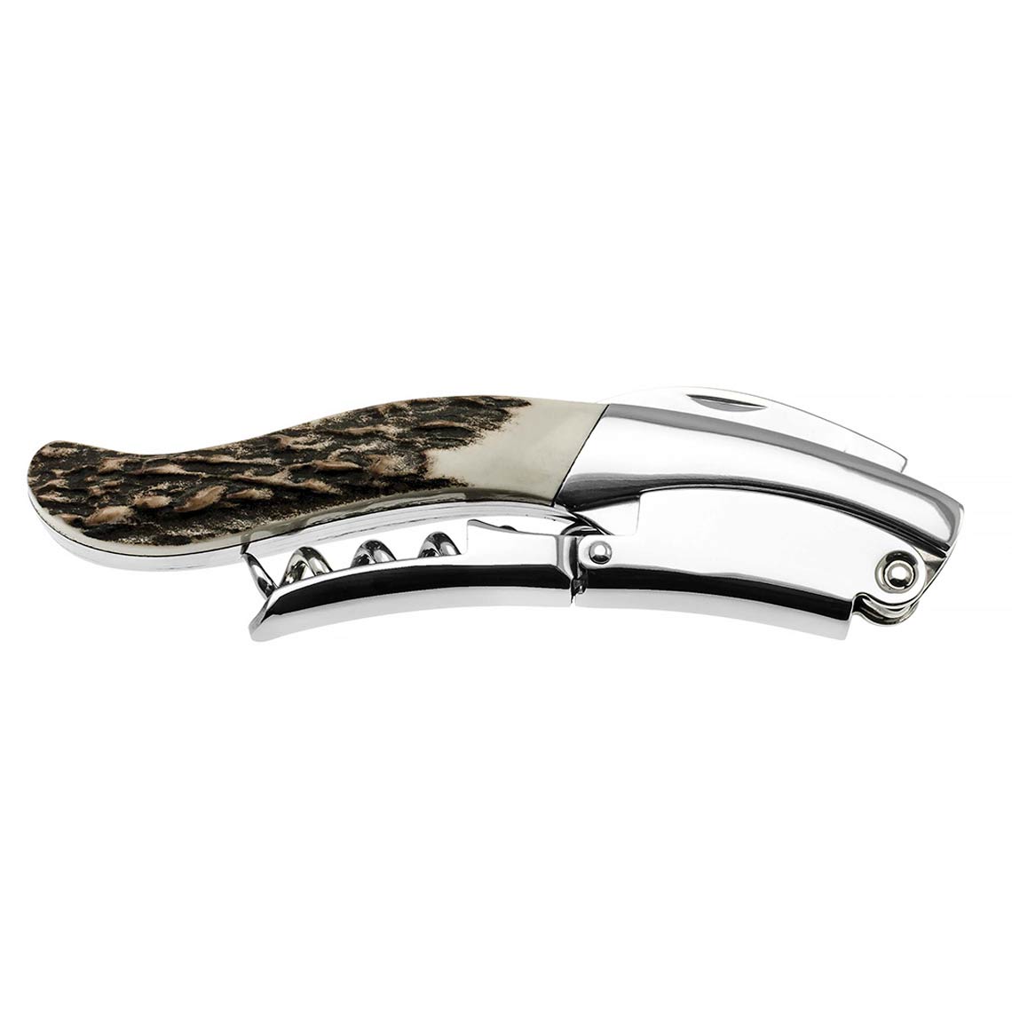 Corkscrew “Ghemme” in stainless steel and deer horn