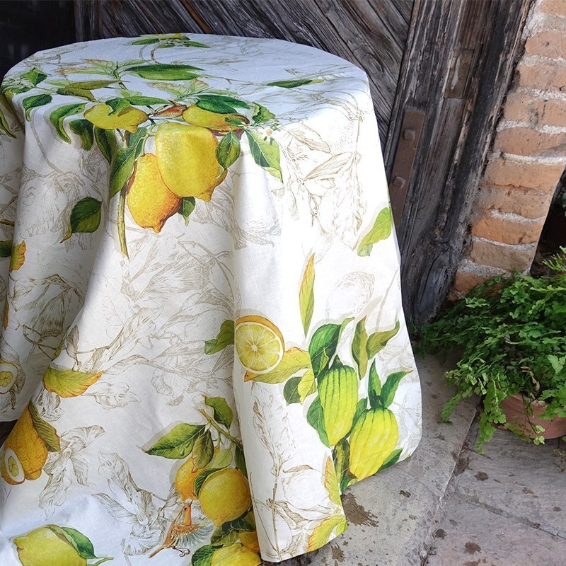 Linen Tablecloth Acrylic Coated Limoncello - La Bottega di Casa