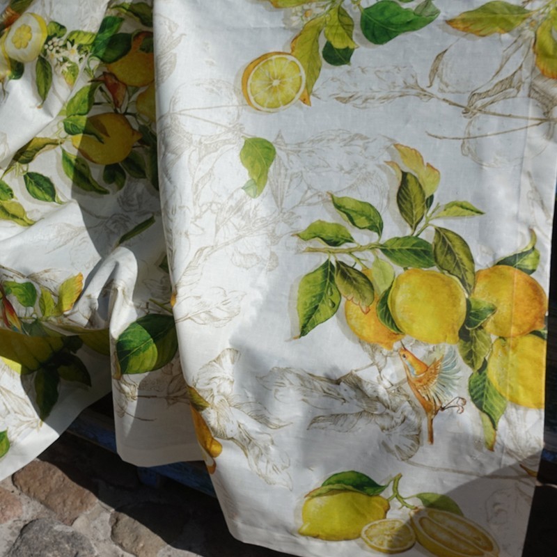 Mantel de lino plastificado Limoncello - La Bottega di Casa