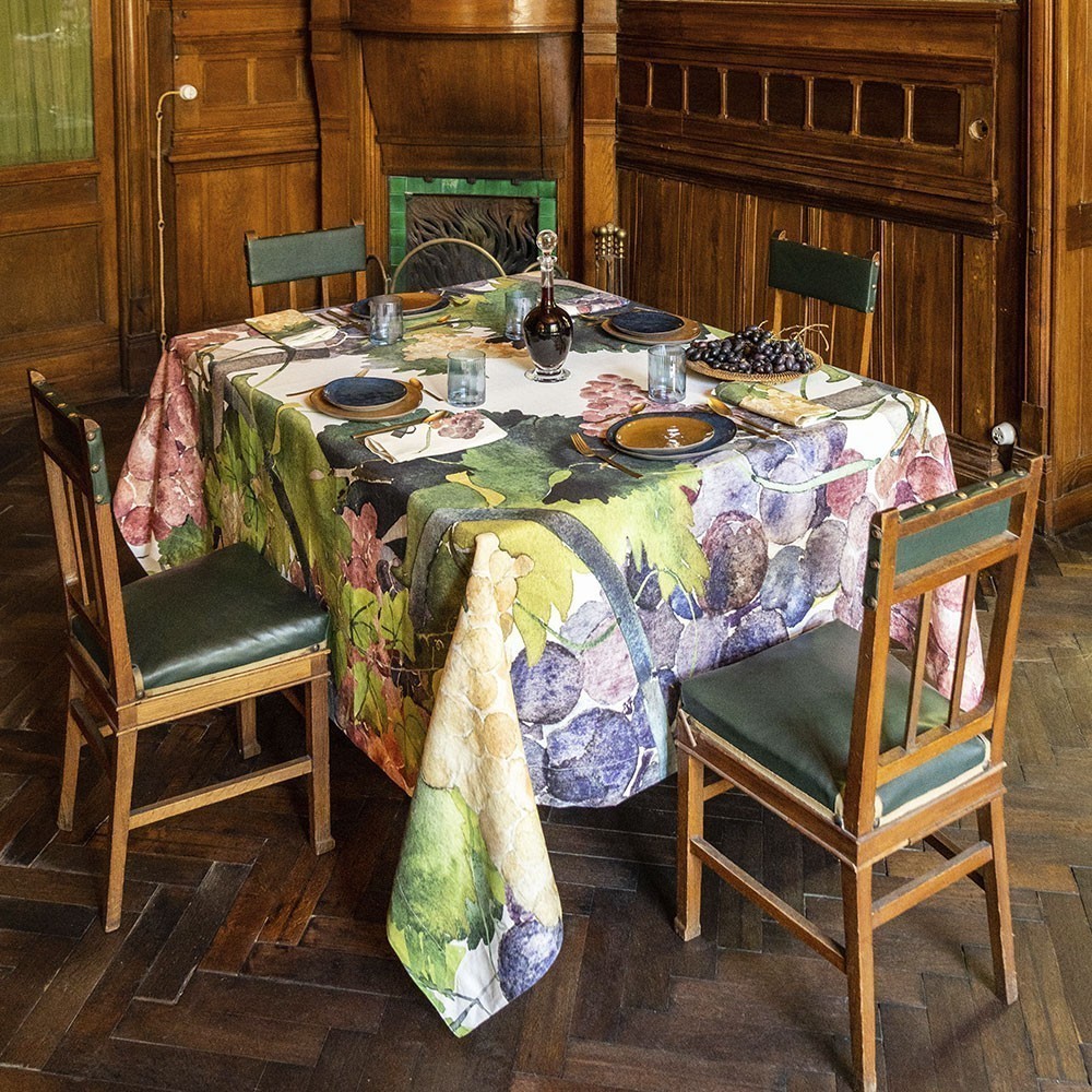 Linen Tablecloth Grapes- La Bottega di Casa