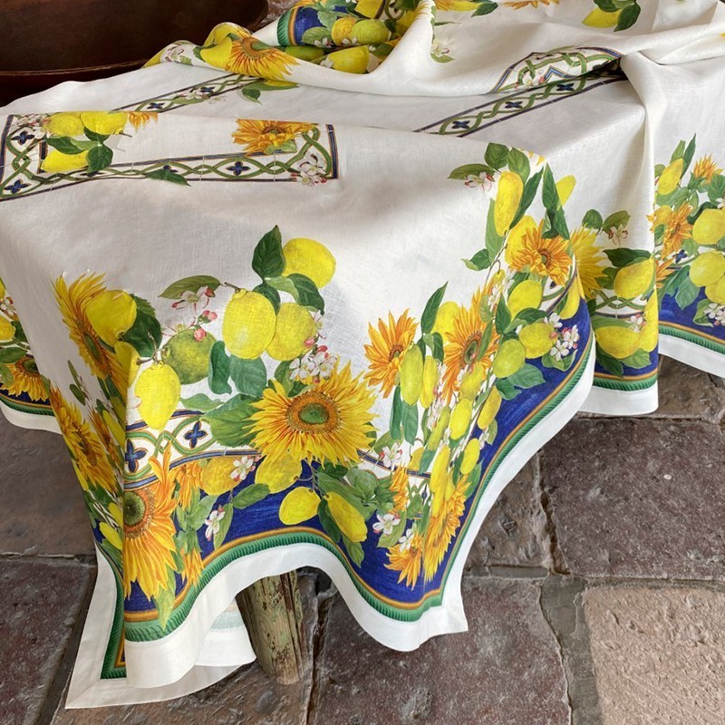 Linen Tablecloth Etruscan Garden - La Bottega di Casa