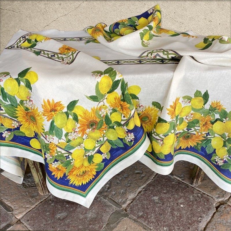 Linen Tablecloth Etruscan Garden  - La Bottega di Casa