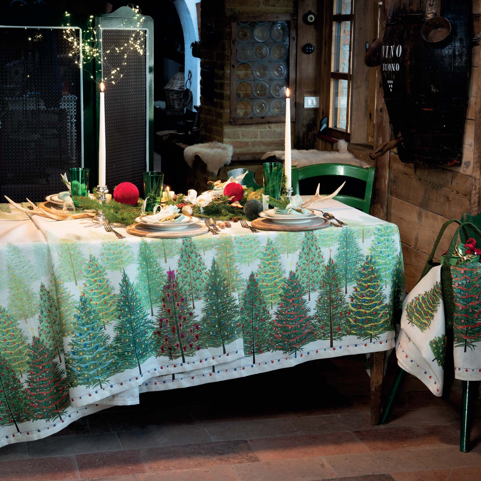 Christmas Tablecloth Fairy Trees- La Bottega di Casa