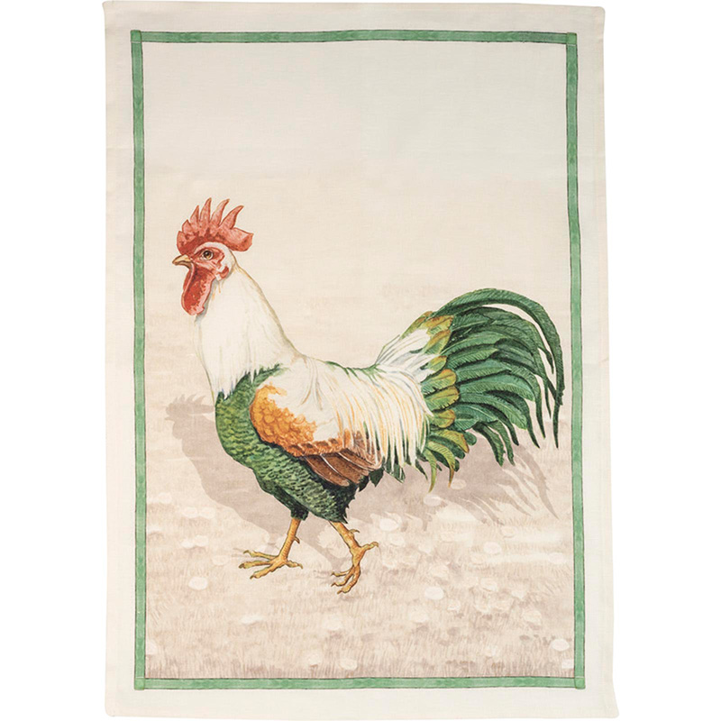 Tea Towel - Roosters white 2P- La Bottega di Casa