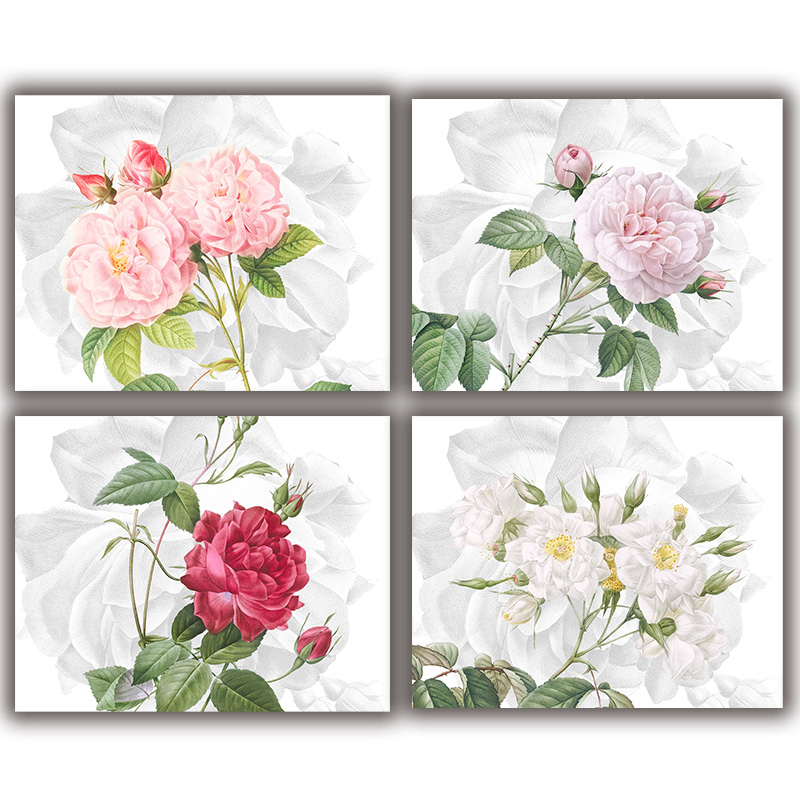 Set of 4 Linen Placemats Roses- La Bottega di Casa