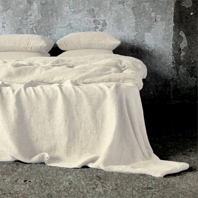 Bed Sheets Stone Washed Linen Panna - la bottega di casa