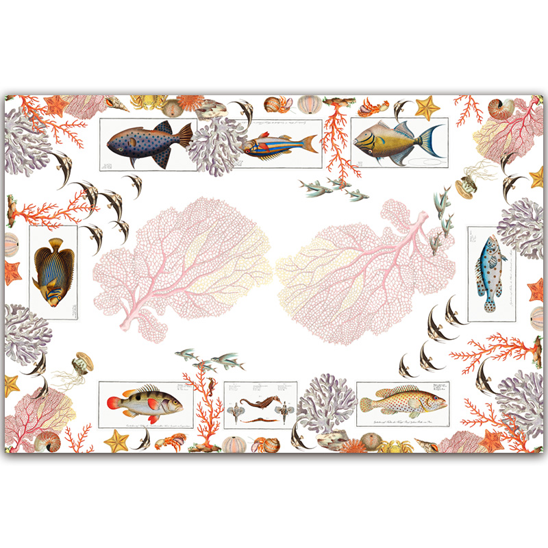 Linen Tablecloth with marine scenes