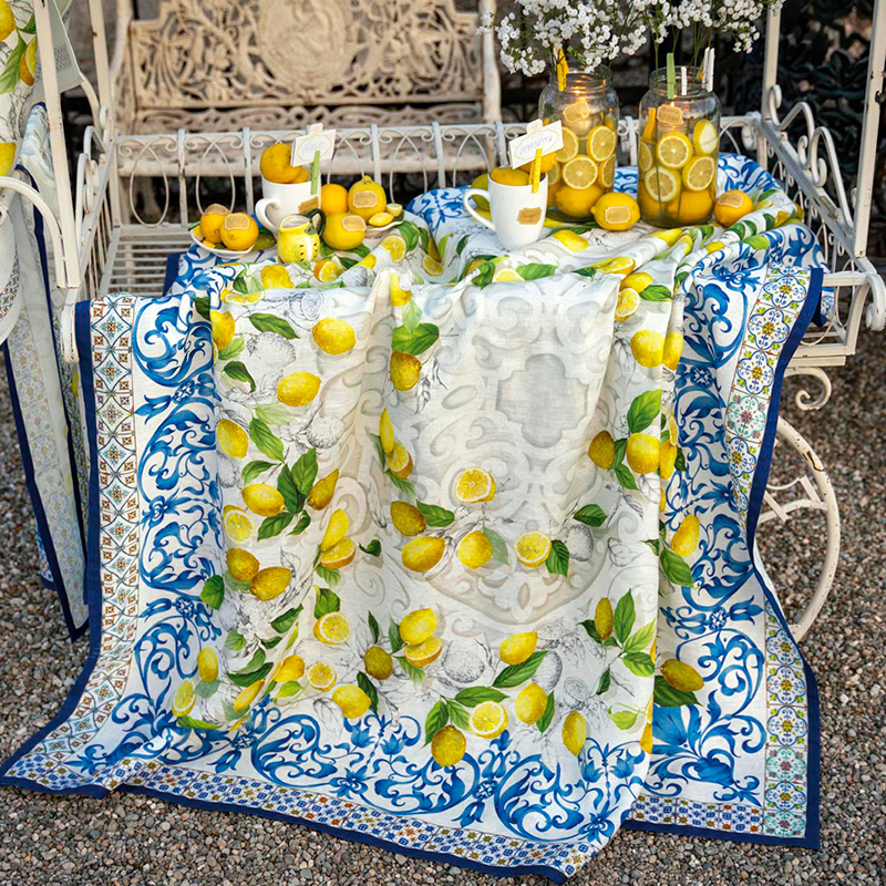 Linen Tablecloth with lemons
