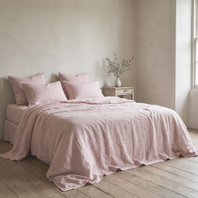 Duvet Cover Stone Washed Linen Pink-la-bottega-di-casa Duvet Cover Stone Washed Linen Pink