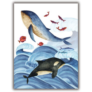 Tea Towel Whales 1
