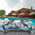Linen Tablecloth Whales