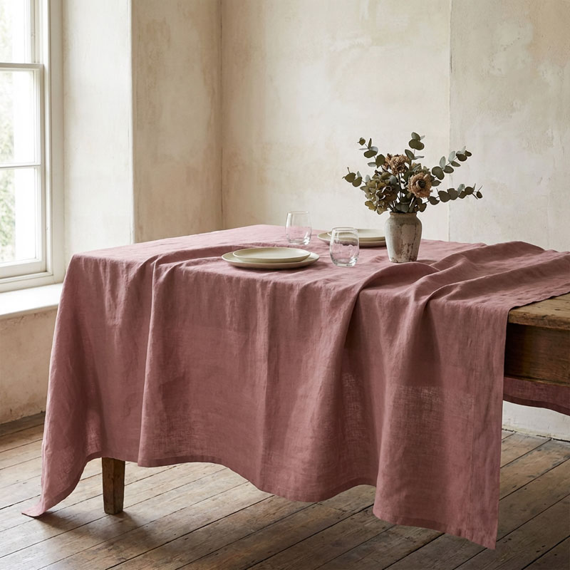 Stone Washed Tablecloth Malva-la-bottega-di-casa Stone Washed Tablecloth Malva