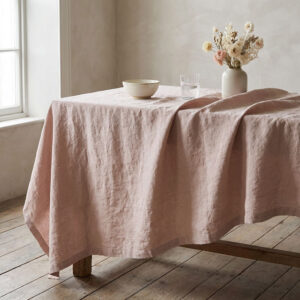 Linen tablecloth Vintage Old Rose