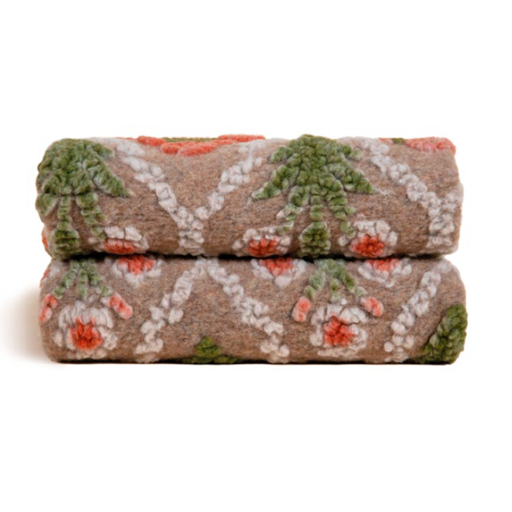 Boiled Wool Throw Fiori Bruciato La Bottega di Casa