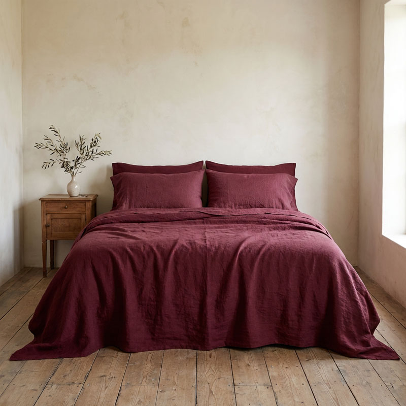 Bed Sheets Set Stone Washed Linen Barolo-la-bottega-di-casa Bed Sheets Set Stone Washed Linen Barolo