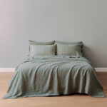 bed sheets linen stone washed verde patina