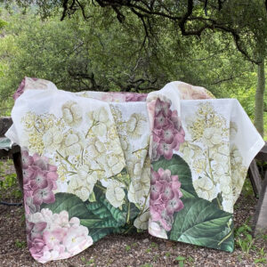 Linen Tablecloth with Hydrangea flowers