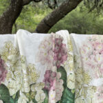 Linen Tablecloth with Hydrangea flowers