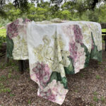 Linen Tablecloth with Hydrangea flowers
