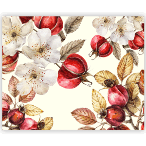 Linen Placemat with Rosehips motif
