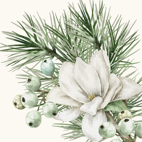 napkin with magnolia design