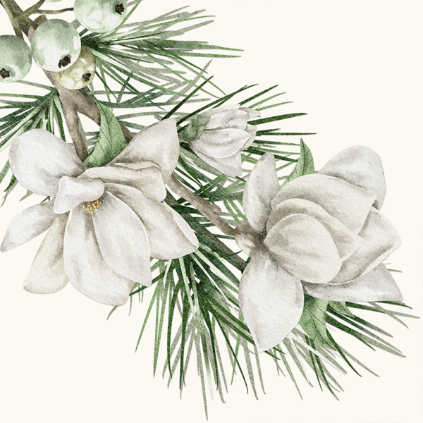 napkin with magnolia design