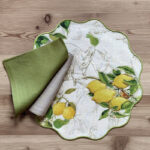 coated linen placemat with lemons motives