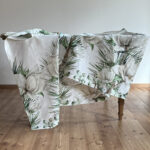 Linen Tablecloth with Pine Needles and Magnolia Flowers