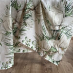 Linen Tablecloth with Pine Needles and Magnolia Flowers