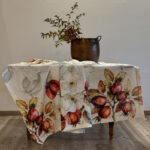 Linen Tablecloth with Rosehips designs
