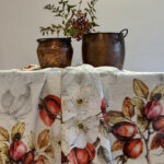 Linen Tablecloth with Rosehips designs