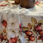 Linen Tablecloth with Rosehips designs