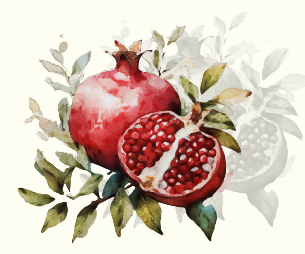 linen placemats featuring elegant watercolor pomegranate designs