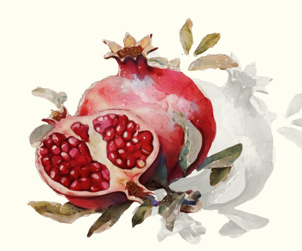 linen placemats featuring elegant watercolor pomegranate designs