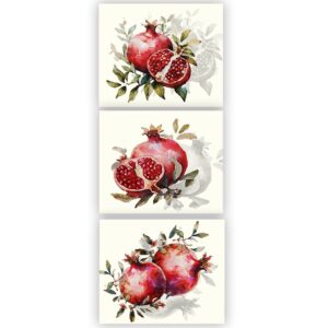 linen placemats featuring elegant watercolor pomegranate designs
