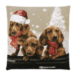Decorative Pillow with Christmas dogs 