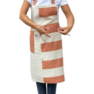 Apron FP-Righe-terracotta