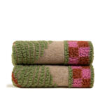 plaid di lana cotta merino rosa e beige