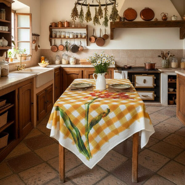 Linen Tablecloth Fiore Rosso