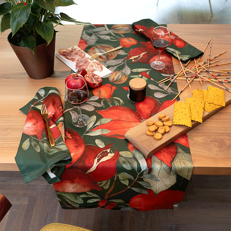 Stain-resistant Table Runner Grenade Verde-la-bottega-di-casa Stain-resistant Table Runner Grenade Verde