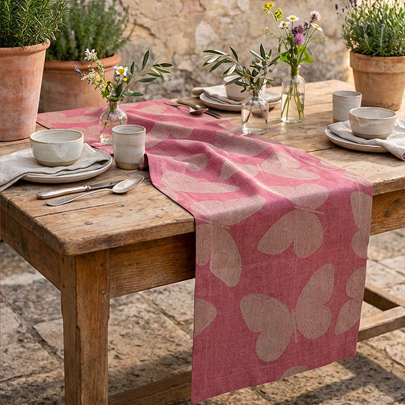 Fauna Sagrantino Linen Table Runner-La-Bottega-di-Casa Fauna Sagrantino Linen Table Runner - Image 1