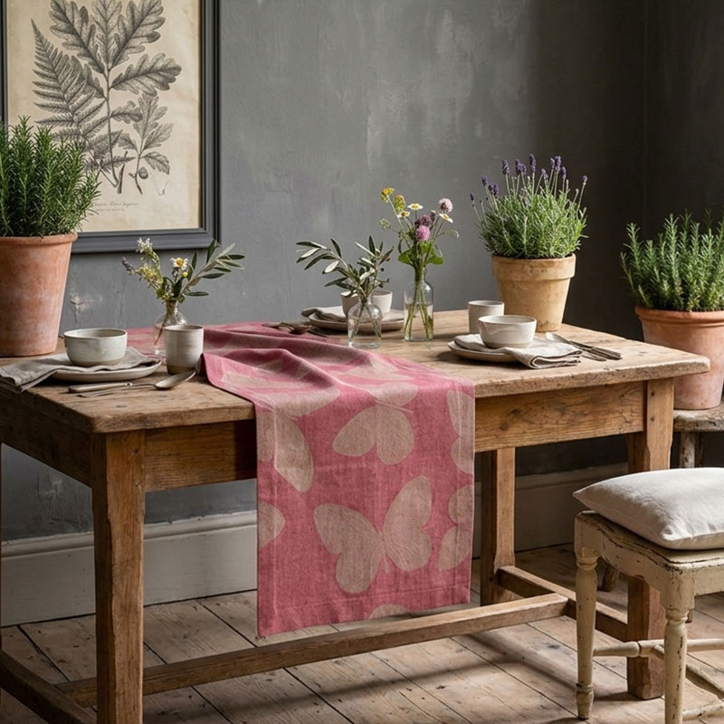 Fauna Sagrantino Linen Table Runner