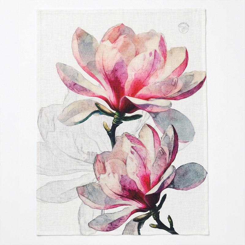 Magnolia Tea Towel-la-bottega-di-casa strofinaccio con fiori di magnolia